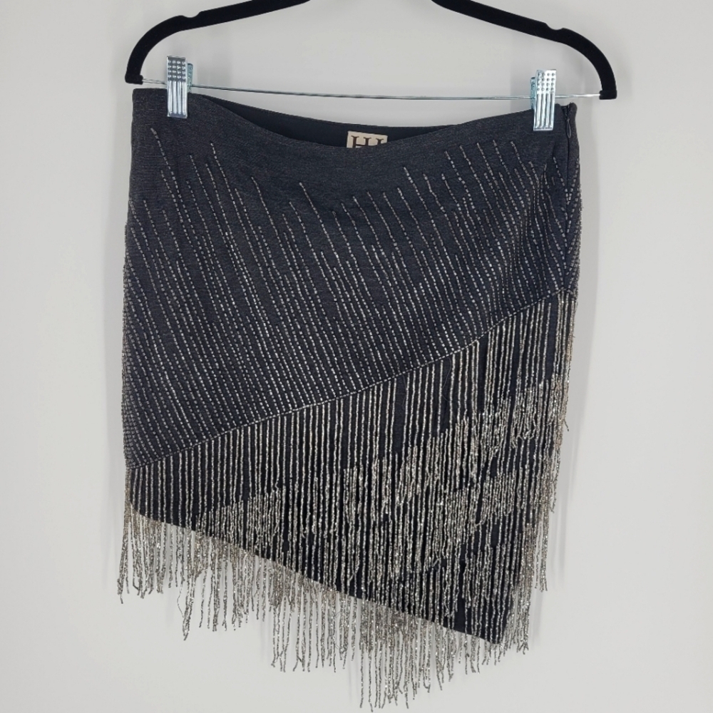 Haute Hippie‎ Embellished Beaded Stretch Mini Skirt Size M New - Picture 2 of 4
